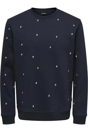 Only & Sons ONLY&SONS Herren Weicher Pullover Basic Sweatshirt lässig bequem, Farben:Dunkelblau, Größe Pullover:M