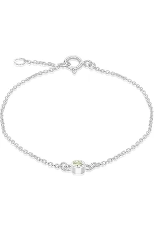 Amazon Armband aus Sterlingsilber, verstellbar, grüner Zirkonia, Geburtsstein August, 16–18 cm