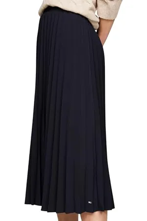 Tommy Hilfiger Damen Rock Fluid Pleated Skirt Midi-Länge, Blau (Desert Sky), 42