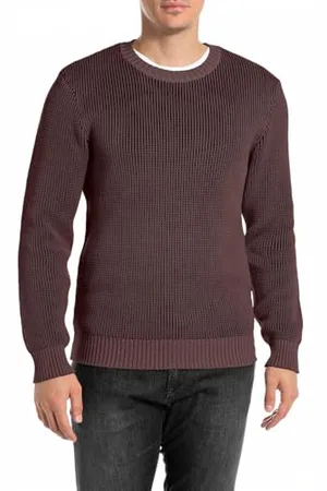 Replay Herren Strickpullover aus Baumwolle, Violett (Plum 278), L