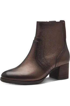 Tamaris COMFORT Damen Stiefeletten mit Absatz aus Leder Blockabsatz, Braun , 40 EU
