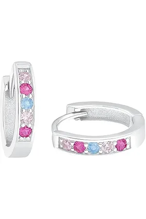 Amor Creolen 925 Sterling Silber Mädchen Kinder Ohrschmuck, mit Zirkonia synth., 1,2 cm, Silber, Kommt in Schmuck Geschenk Box, 2036513