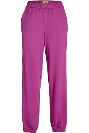JJXX Damen JXABBIE RLX HW Every Pants SWT NOOS Jogginghose, Fuchsia Red/Print:Carmine Rose Logo, L