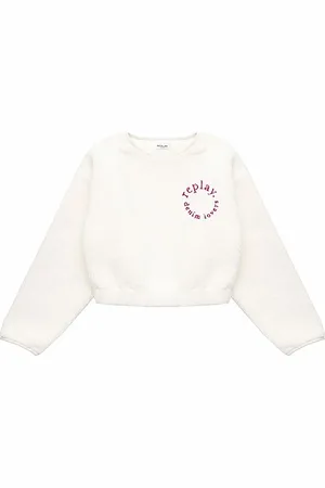Replay Mädchen Sweatshirt Soft Denim Lovers, (Weiß), 4 Jahre