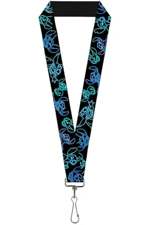 Buckle Buckle Down Unisex-Erwachsene Schlüsselband – 1.0 – Elektrische Stichposen schwarz/neonblau Schlüsselanhänger, , Einheitsgröße