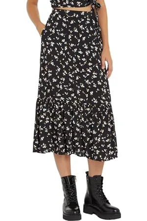 Tommy Hilfiger Damen Rock Floral Ruffle Midi-Länge, (Spring Floral), XL