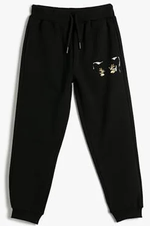 Koton Jogger Sweatpants Pocket Detail Tiger Printed Drawstring Brushed Interior