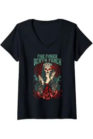 Five Finger Death Punch 5FDP - Lady Muerte T-Shirt mit V-Ausschnitt