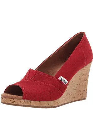 TOMS Damen Classic Wedge Sandalen mit Keilabsatz, Red, 36 EU