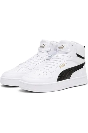 PUMA Unisex Kinder Caven 2.0 Mid Jr Sneaker, White Black Gold, 38.5 EU