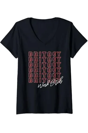 Britney Spears Arbeit T-Shirt mit V-Ausschnitt