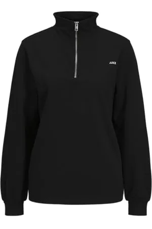 JJXX Jack & Jones Damen Jxabbie RLX Ls Half Zip Sweat SWT Noos Sweatshirt, Black/Print:White Logo, XL