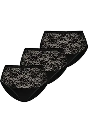 Teyli Damen Slip Taillenslip Baumwolle Hohe Taille mit Spitze 3er Pack 5XL