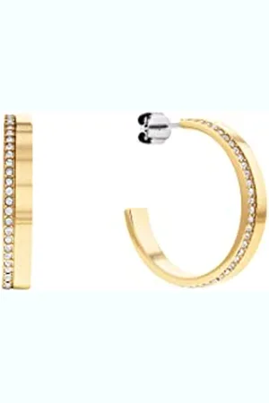 Calvin Klein Creolen für Damen Kollektion MINIMAL LINEAR In Gelbgold verziert mit Kristallen - 35000164