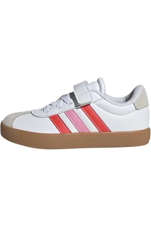 adidas Unisex Kinder VL Court 3.0 Hook and Loop Shoes Kids Schuhe, FTWR White/Bright red/Bliss pink