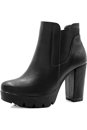 Allegra K Chunky High Heel Plateau-Reißverschluss-Chelsea-Stiefel für Damen 37