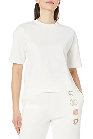 Amazon Damen Kurzärmliges T-Shirt aus Bio-Baumwolle mit überschnittenen Schultern und Lockerem Boxy-Schnitt (erhältlich in Übergrößen), , XXL