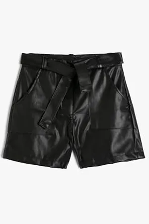 Koton Girls Faux Leather Shorts Belt Detail
