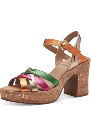 QS by s.Oliver Damen Sandalen mit Absatz Klobig Vegan, (Multicolor), 39