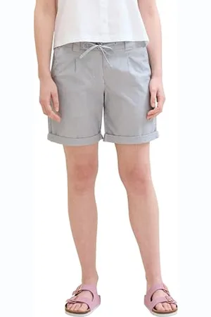 TOM TAILOR Damen Chino Bermuda Shorts , delicate navy white stripe, 32