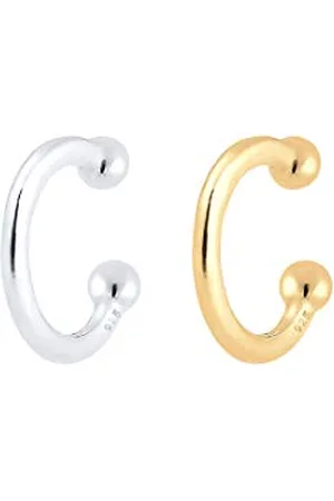 Elli Ohrringe Damen Earcuff Set Bi-Color Kugel Geo Minimal in 925 Sterling Silber