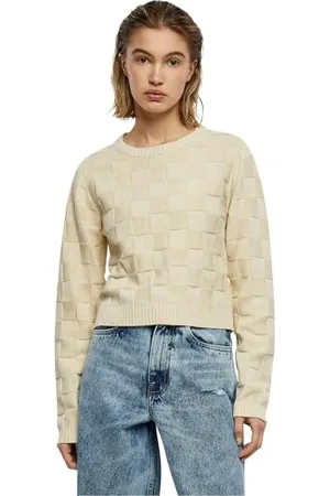 Urban classics Damen TB6138-Ladies Check Knit Sweater Sweatshirt, , XXL