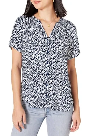 Amazon Damen Kurzärmlige Webbluse Mit Lockerer Passform, , XS