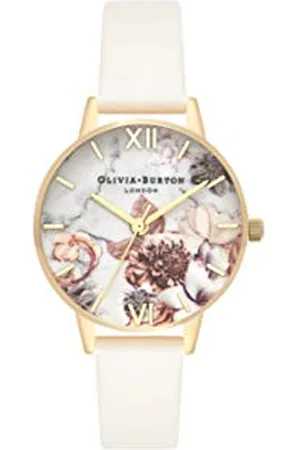 Olivia Burton Analog Quarzuhr für Damen mit Weisses Lederarmband - OB16CS15