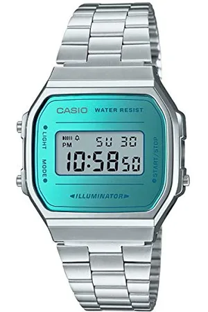 Casio Unisex Erwachsene Armbanduhr Digital Quarz Edelstahl A168WEM-2EF