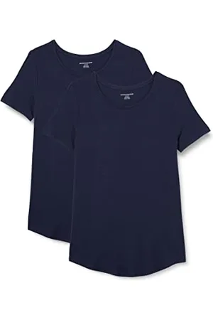 Amazon Damen Tunika mit U-Ausschnitt und Kurzen Ärmeln, 2er-Pack, , S