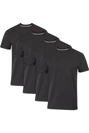 Hanes Ultimate Herren 4er-Pack FreshIQ Slim Fit Crew T-Shirt, Schwarz, Größe L, 4er-Pack, Schwarz, L