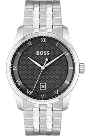 HUGO BOSS Uhr mit DREI-Zeiger-Quarzwerk für Herren Kollektion Principle mit Silbernes Edelstahlarmband - 1514123
