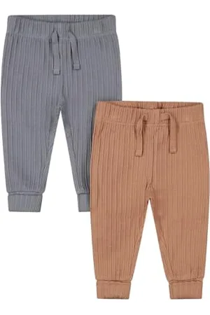 Dirkje Boys - Baby Trousers 2-Pack - Organic Cotton and Elastane - Blue and Brown - Size 62