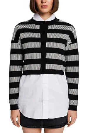ESPRIT Damen 014ee1i316 Strickjacke, Schwarz, XS EU
