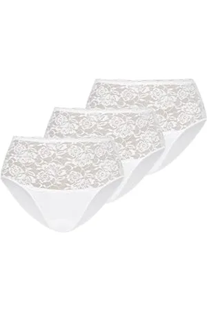Teyli Damen Slip Taillenslip Baumwolle Hohe Taille mit Spitze 3er Pack 3XL