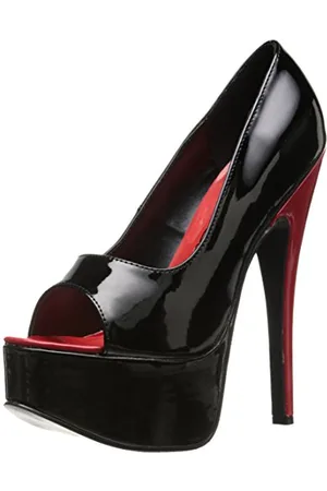 Ellie Shoes Damen 652-Bonnie Plateau-Pumps, Schwarz/Rot, 45.5 EU