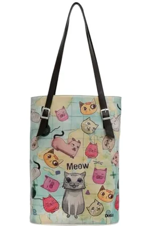 Dogo Vegane Damen Schultertaschen Umhängetaschen Tall Bag - Cats of the World