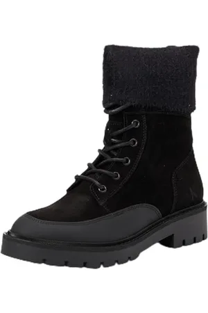 Calvin Klein Calvin Klein Damen Mid Boot Stiefel Combat Lace Up aus Wildleder, Schwarz (Triple Black), 37
