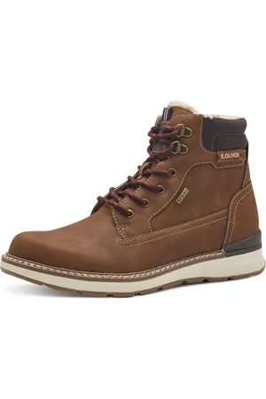 QS by s.Oliver Herren Stiefel zum Schnüren Gefüttert Wasserabweisend, Braun , 41 EU