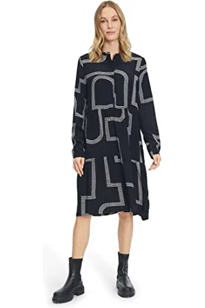 Cartoon Damen Casual-Kleid mit Stufen /Weiß,36