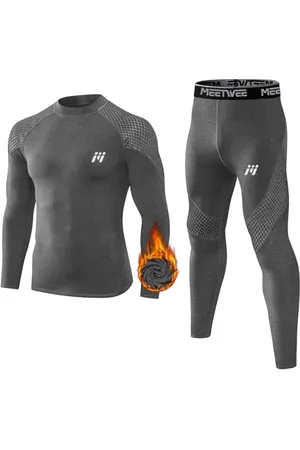 MEETWEE Thermounterwäsche Herren, Winter Funktionsunterwäsche Atmungsaktiv Thermo Unterwäsche Set Lang Thermohemd & Thermohose Kompressionsanzug für Männer Skifahren Laufen Sport