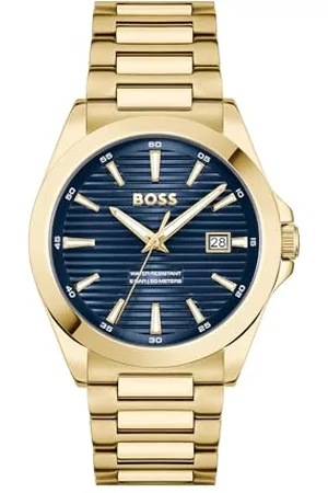 HUGO BOSS Uhr mit DREI-Zeiger-Quarzwerk für Herren Kollektion Strike mit Goldfarben Edelstahlarmband - 1514172