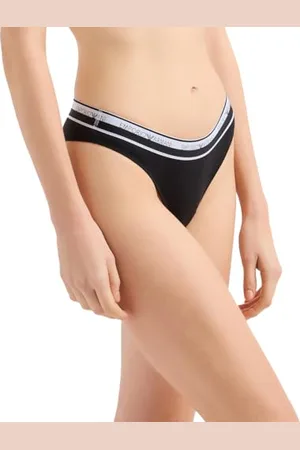 Emporio Armani Damen Stretch Cotton Logoband 2-Pack Brazilian Briefs, , XL