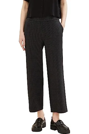 TOM TAILOR Damen 1038086 Culotte Hose mit Karomuster, 33237-grey Black Tiny ck Check, 34/28