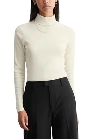 Marc O’ Polo Marc OߴPolo Denim Damen Langarmshirt mit Stretch-Anteil mit Kapuze, Schwarz (Chalky Sand), XXL
