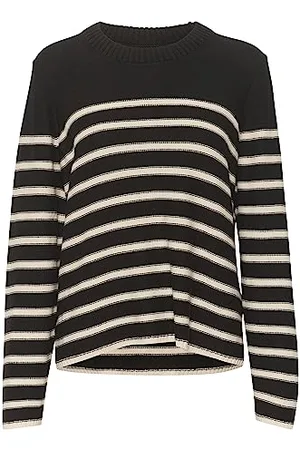 Part Two Damen, Rundhalsausschnitt, Lange Ärmel, reguläre Passform, gestreift Pullover, , Small