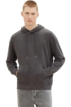 TOM TAILOR Herren Relaxed Fit Hoodie Sweatshirt, washed black, L