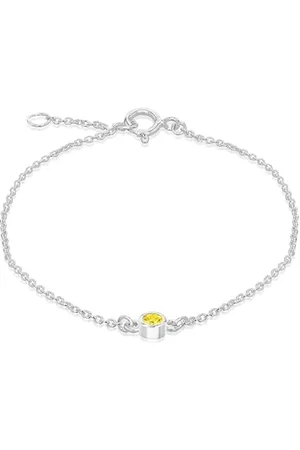 Amazon Armband aus Sterlingsilber, verstellbar, gelber Zirkonia, Geburtsstein November, 16–18 cm