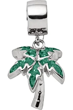 DUR Schmuck Damen Charm PALME Steinsand grün, Silber 925/- rhodiniert (F292)