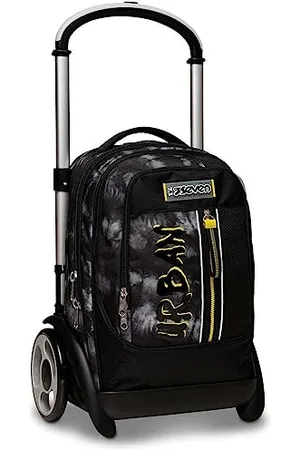 7 for all Mankind Schultrolley mit abnehmbarem Reifen, Schwarz, Heavy Boy, 3-in-1, Dreifach-Einsatz, Rucksack mit abnehmbarem Wagen, Doppelfach, super geräumig mit Maxi-Rollen, Schule & Freizeit, Kinder und
